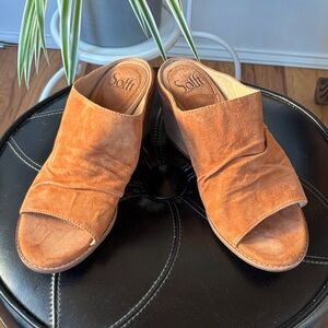 Sofft Burnt Orange Suede Slide Sandals